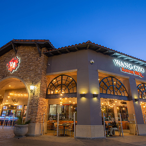 Nice covered outdoor dining in Riverside, CA at Wang Cho Korean BBQ Restaurant